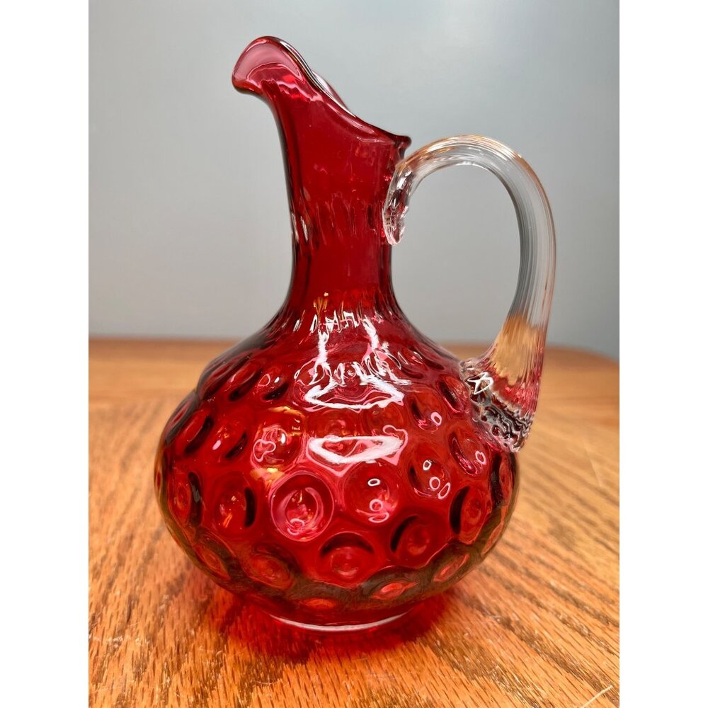 Fenton Cranberry Dot Optic Polka Dot Cruet No Stopper